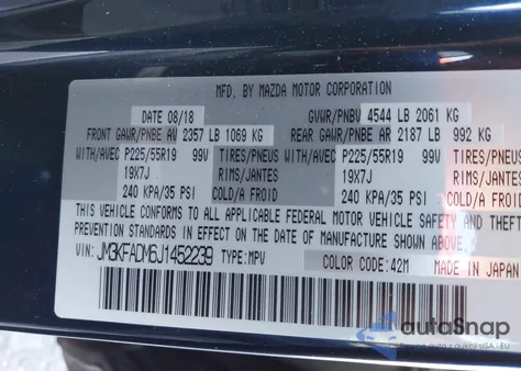 2018 Mazda Cx-5 Grand Touring из США, поврежденный, VIN JM3KFADM6J1452239